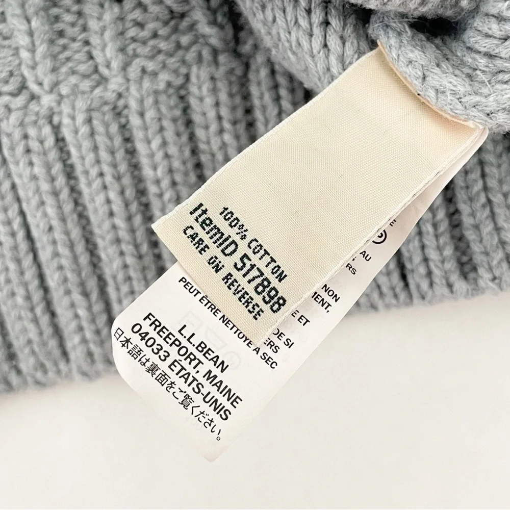 Vintage Gray L.L. Bean 100% Cotton Cable Knit Long Sleeve Sweater